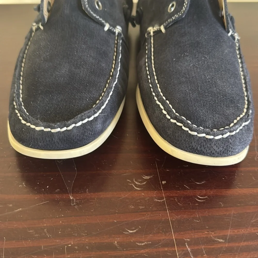 John varvatos blue slip on laceless boat shoes 11.5